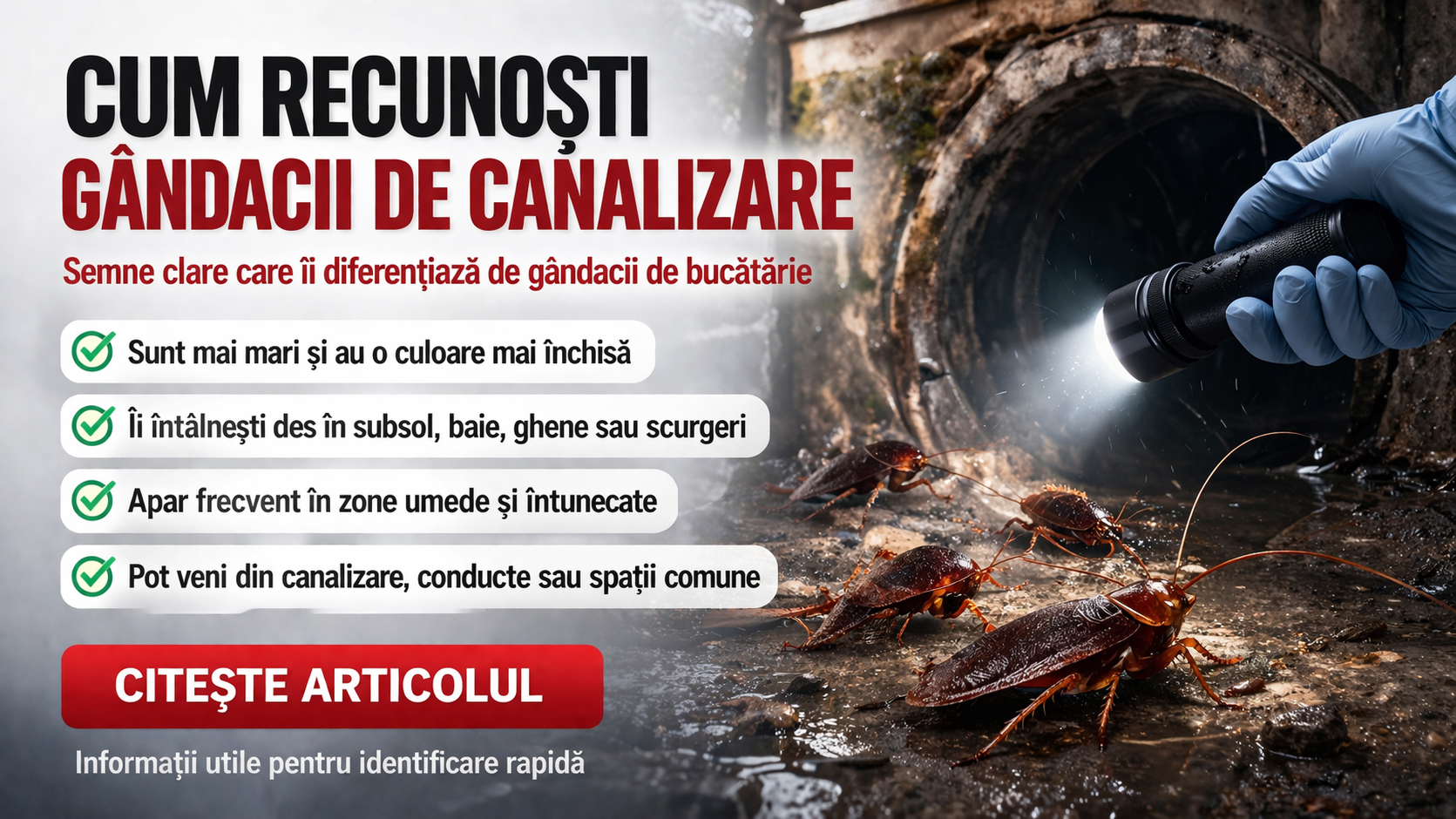 Cum recunosti gandacii de canalizare - banner desktop