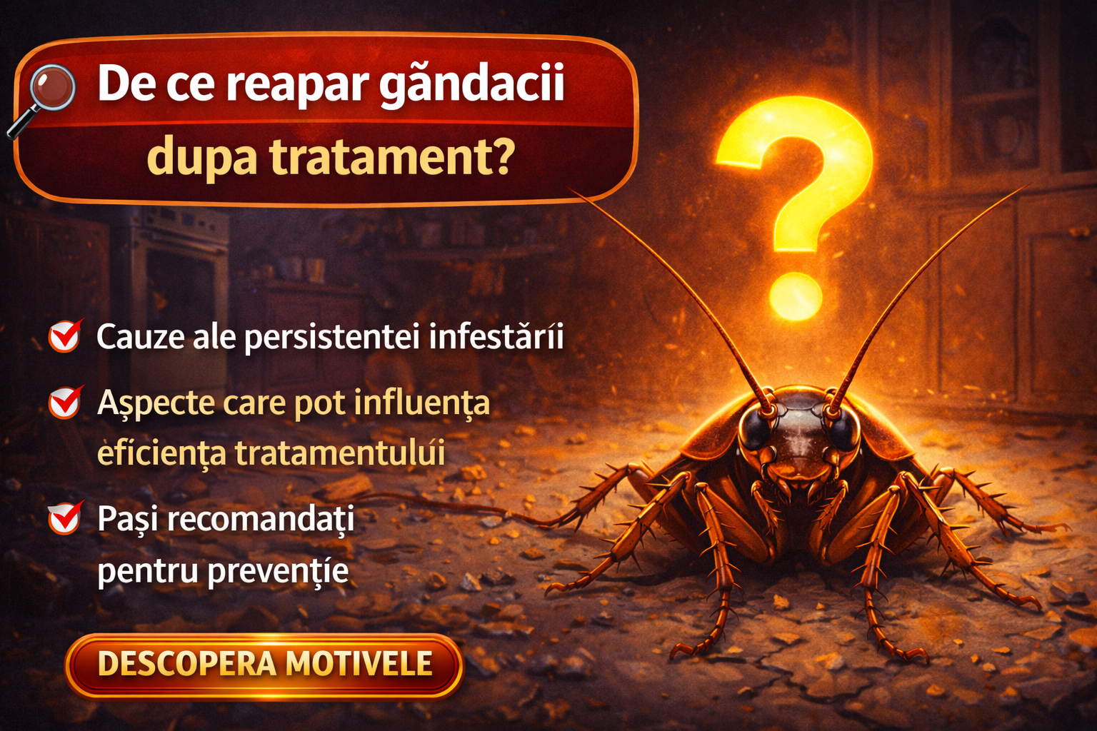 De ce reapar gandacii dupa tratament - banner desktop