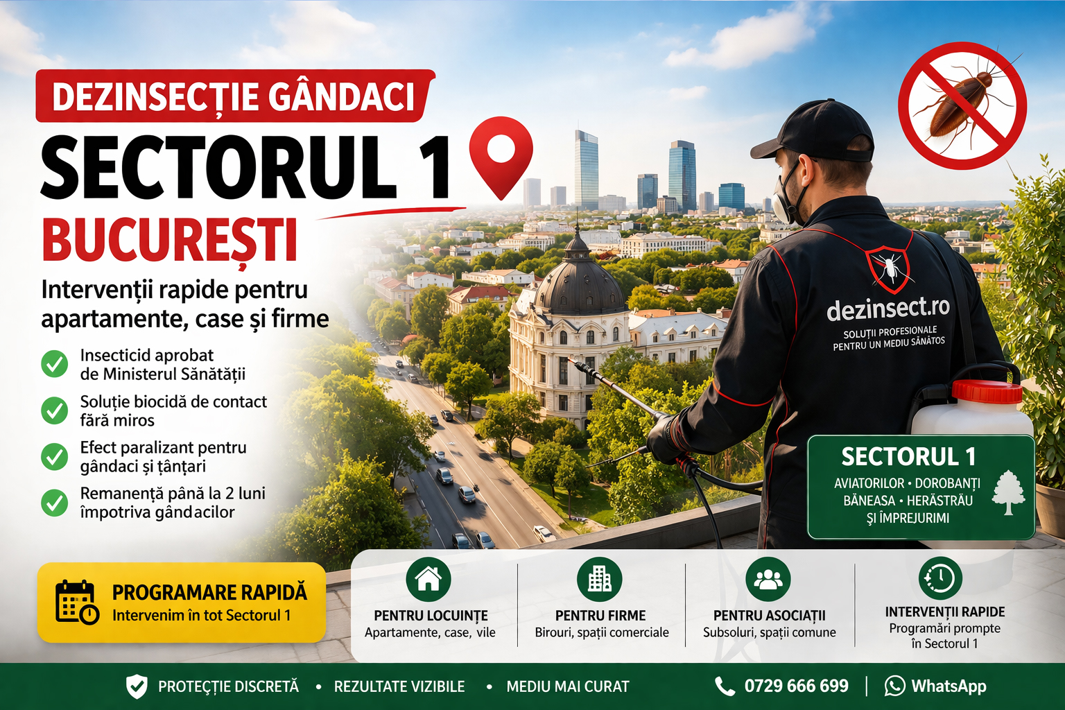 Dezinsectie gandaci Sector 1 Bucuresti - banner desktop
