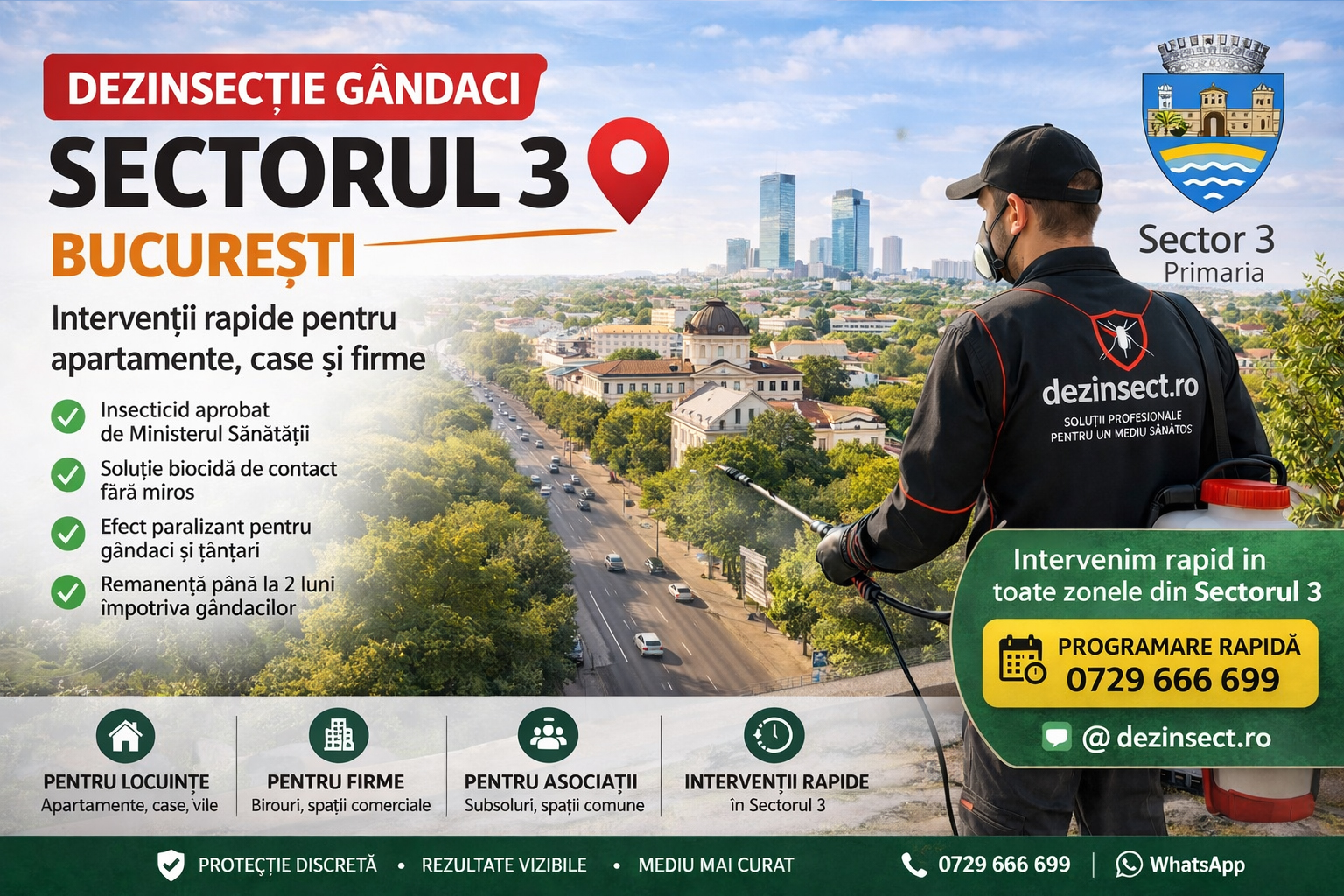 Dezinsectie gandaci Sector 3 Bucuresti - banner desktop