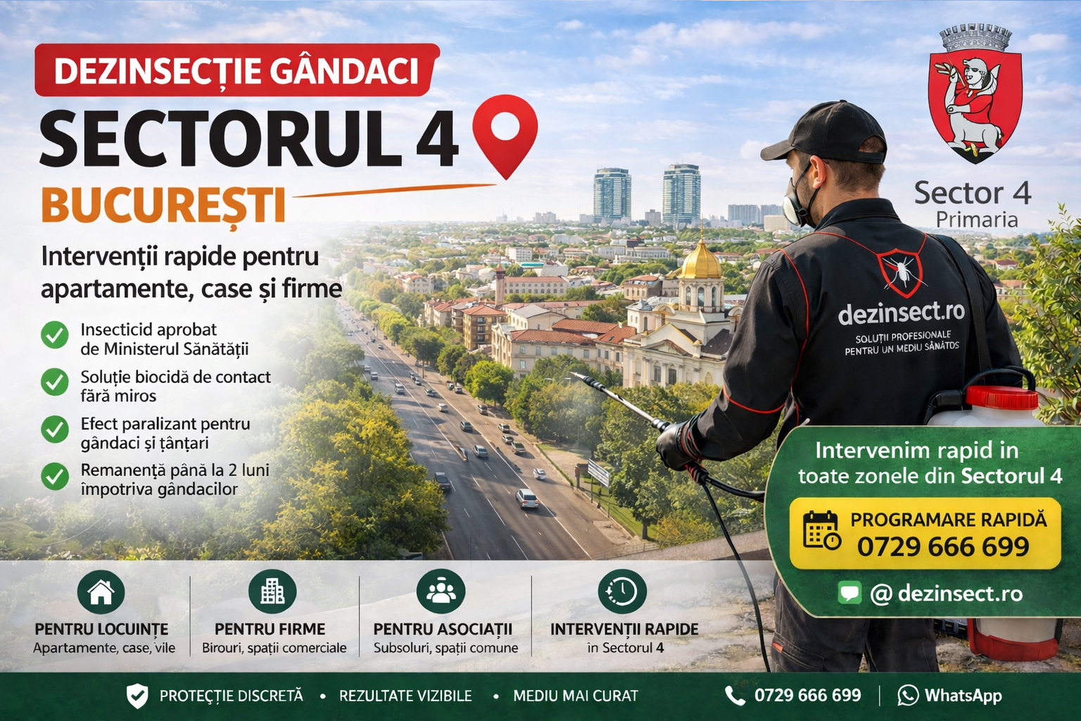 Dezinsectie gandaci Sector 4 Bucuresti - banner desktop
