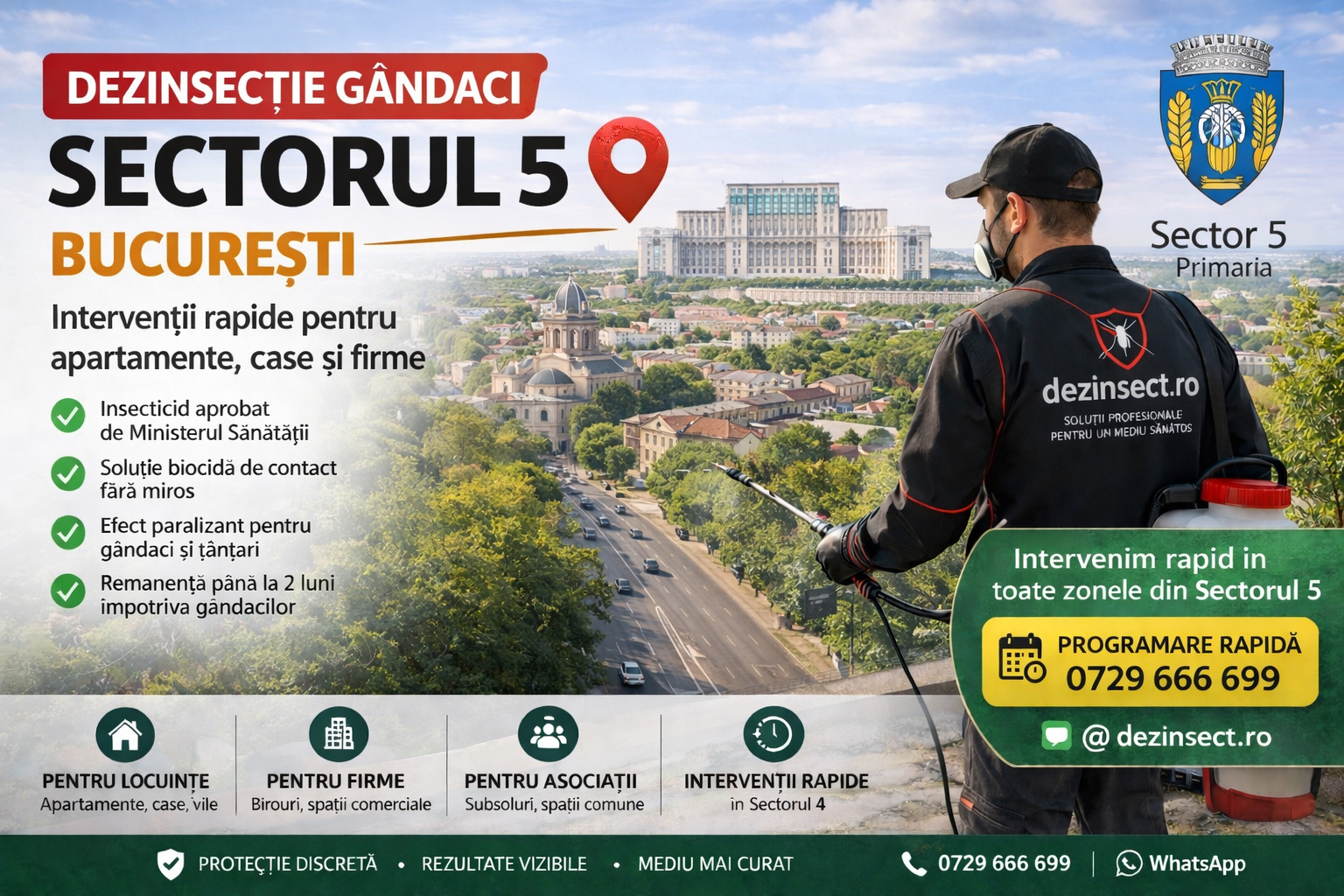 Dezinsectie gandaci Sector 5 Bucuresti - banner desktop