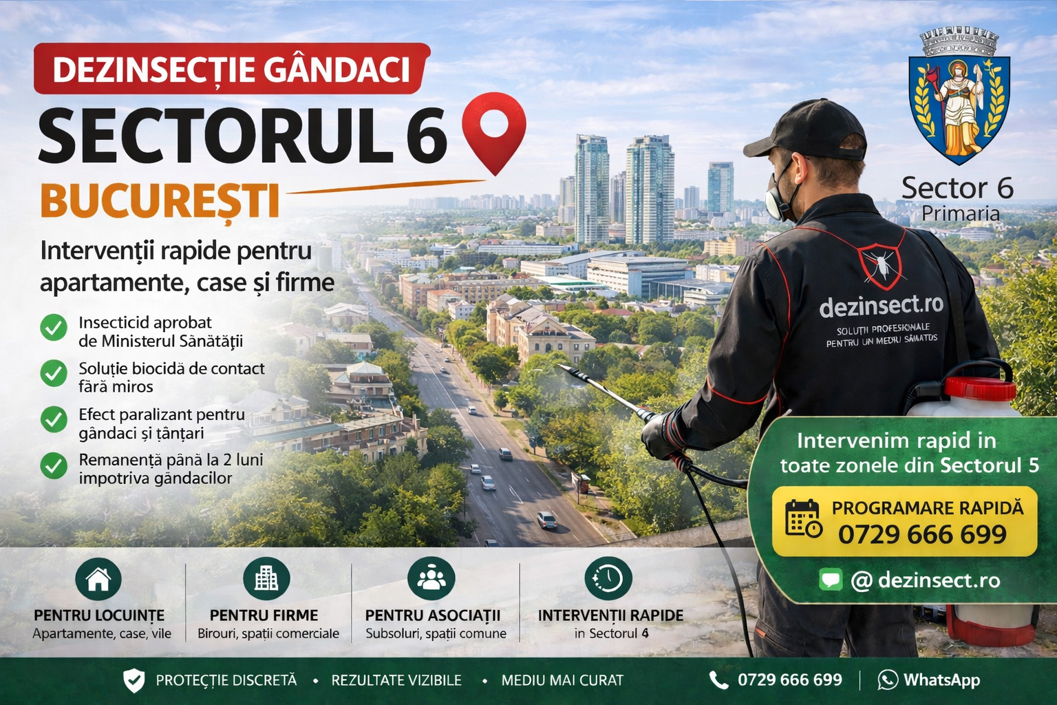 Dezinsectie gandaci Sector 6 Bucuresti - banner desktop