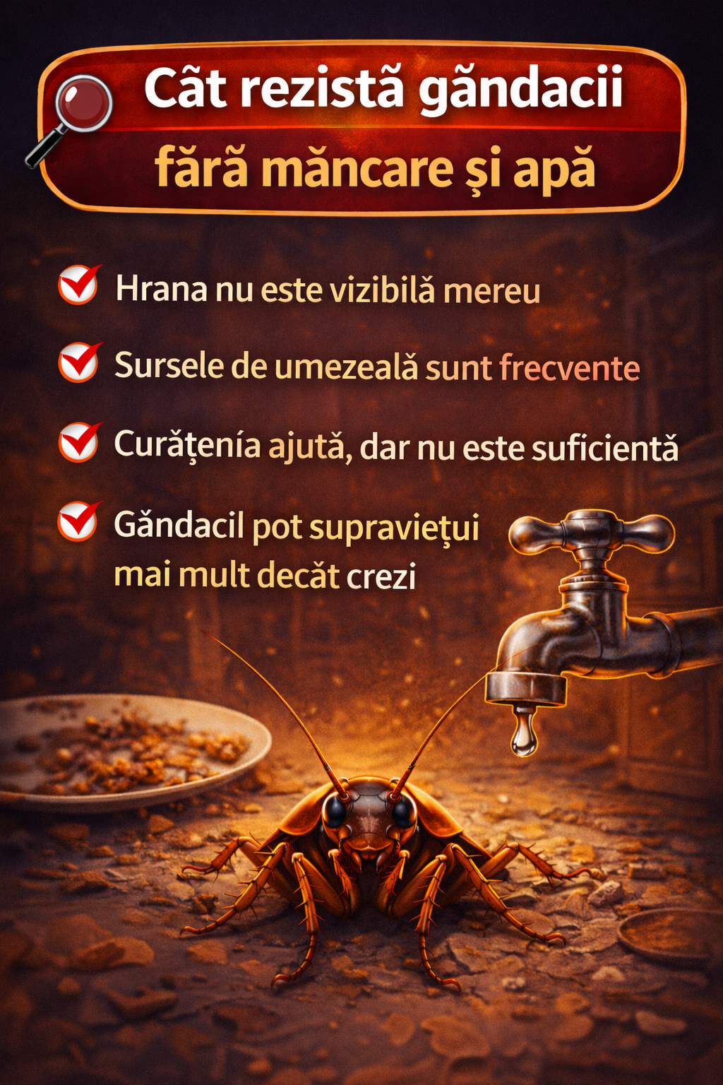 Cat rezista gandacii fara mancare si apa - banner mobil