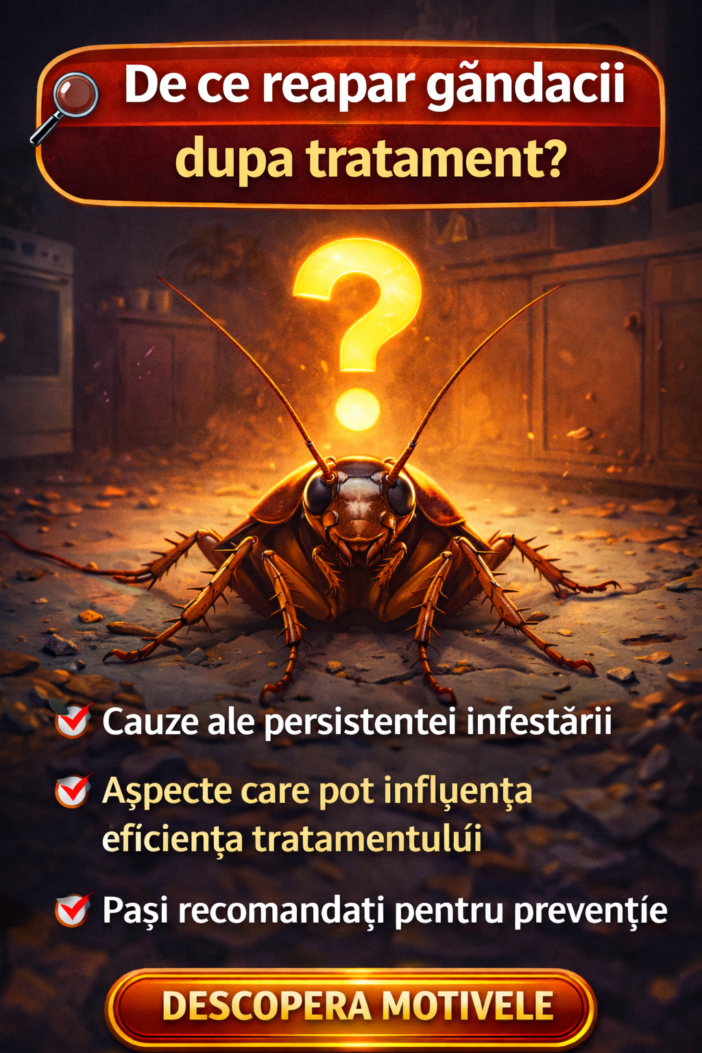 De ce reapar gandacii dupa tratament - banner mobil